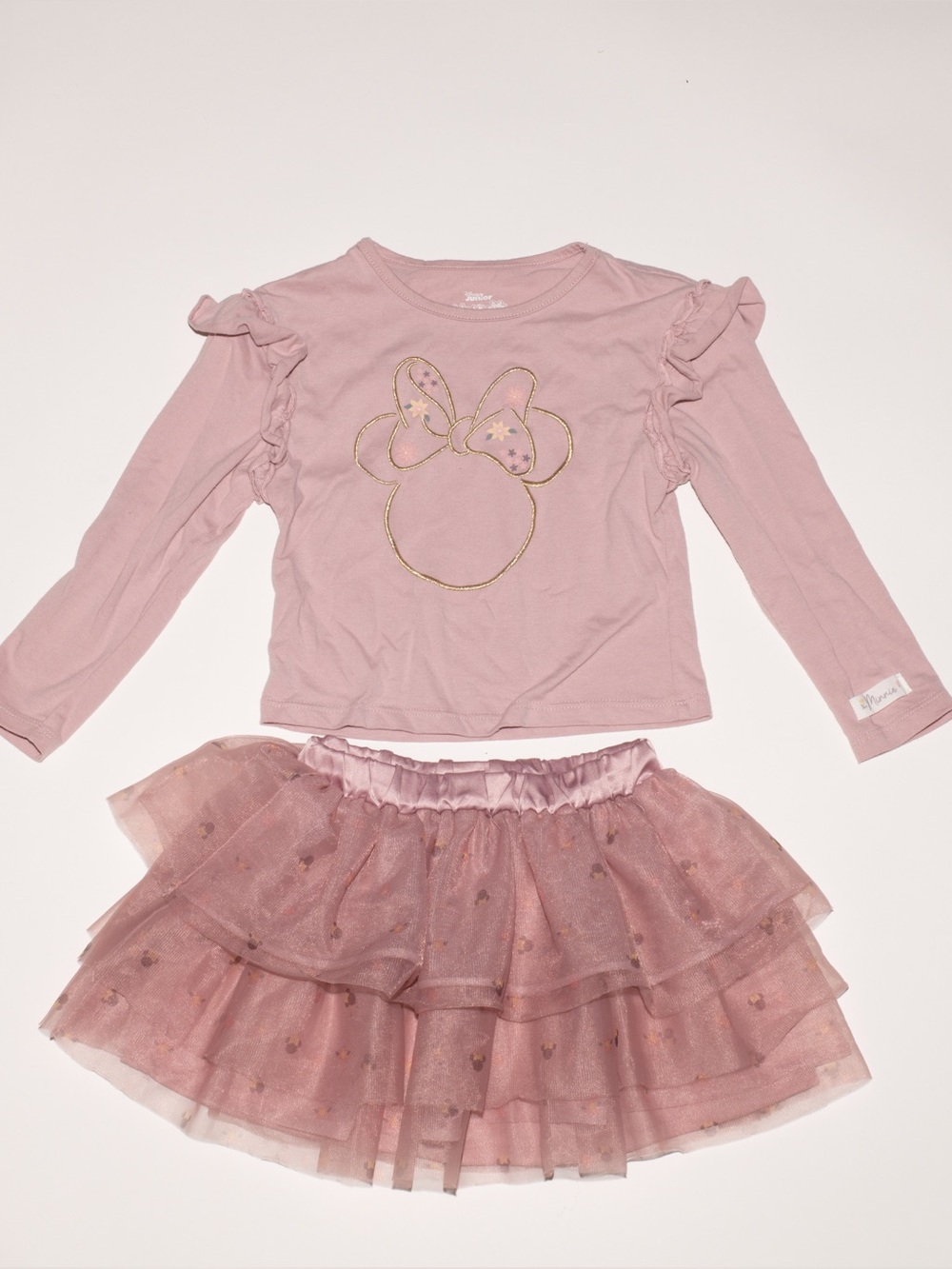 Disney junior Minnie Mouse Long sleeve shirt and tulle skirt